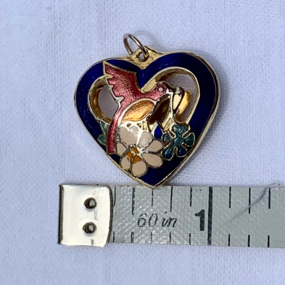 Vintage Cloisonne Heart Pendant
